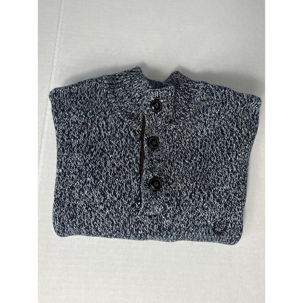 Vintage Chaps Men's M Gray Knit Sweater Long Sleeve Elbow Patch
